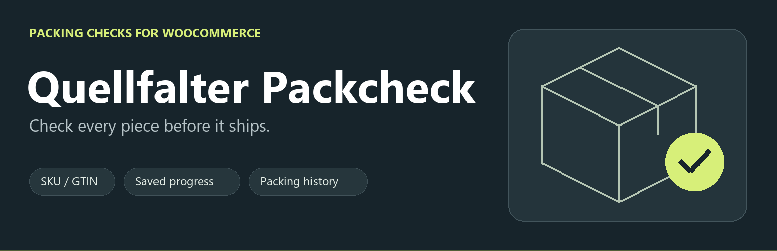 WordPress 外掛 Quellfalter Packcheck – Packing Checks for WooCommerce 的封面圖片