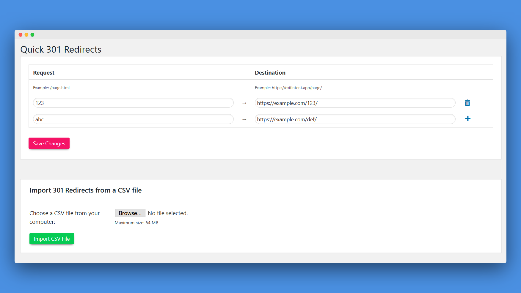 Quick 301 Redirects, the easiest way to configure 301 redirects