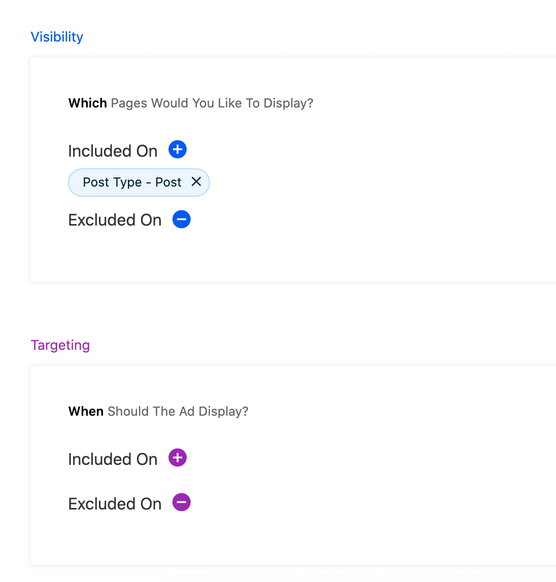 Visibility &amp; Targeting Options