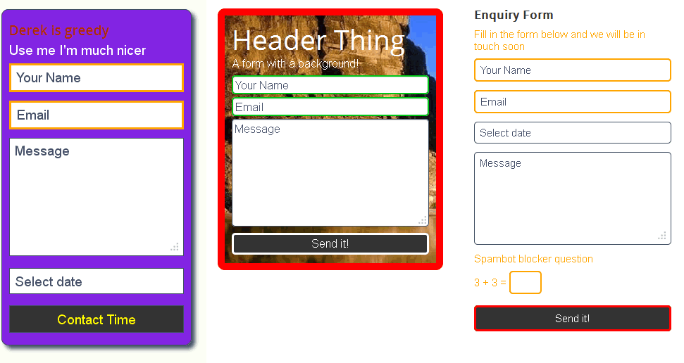 This is an example of multiple forms on a single page. Everything on the form is editable.