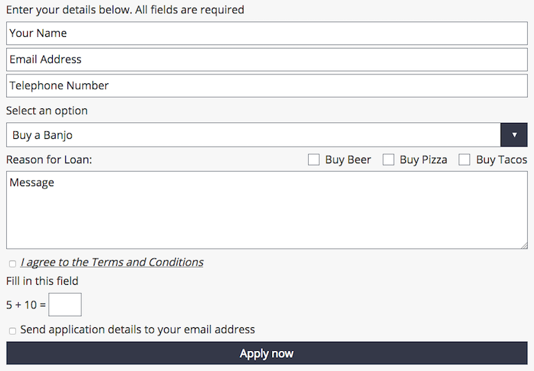 An example application form