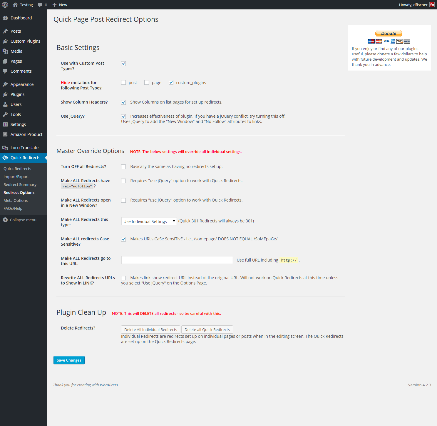 Options/Setting Page.