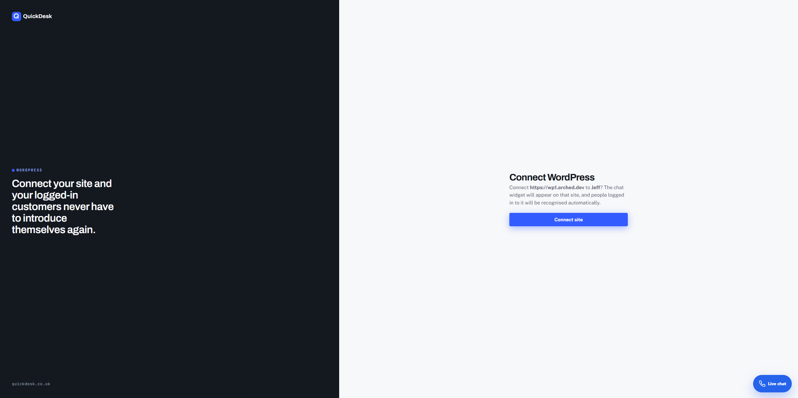 Approving the connection in QuickDesk.