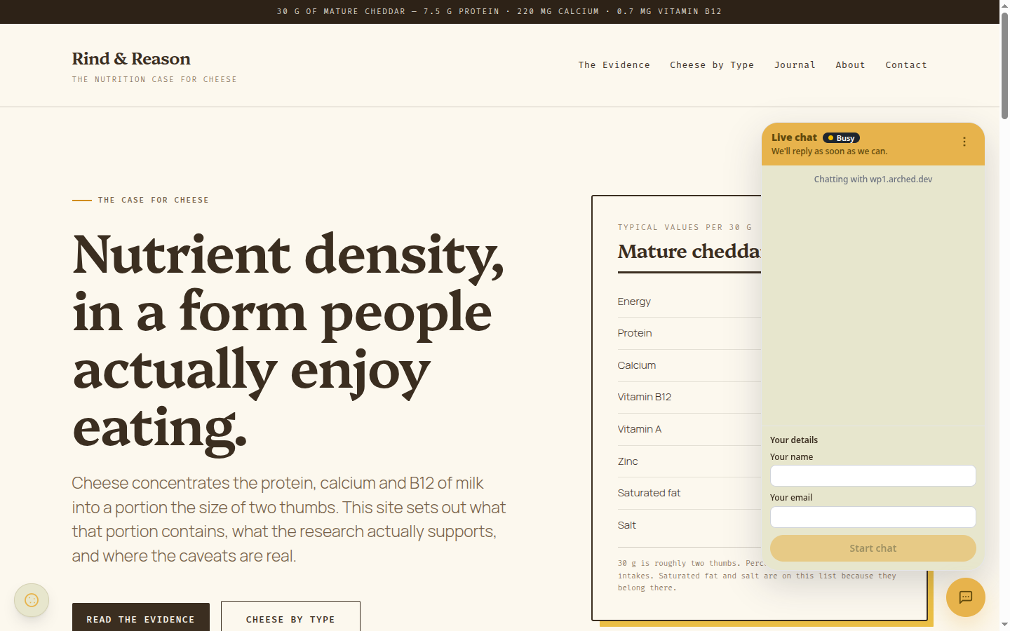 The chat widget on the front end.