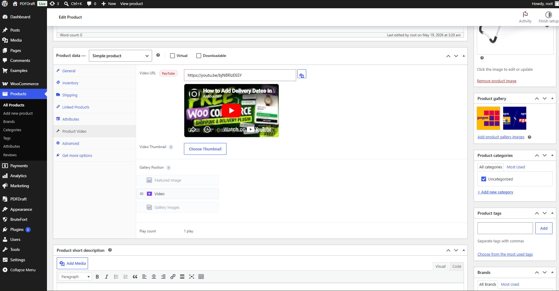 QuickShipD Product Video — YouTube, Vimeo &amp; Self-Hosted WooCommerce Gallery Videos, SEO Schema, Variations, Thumbnails &amp; Play Tracking