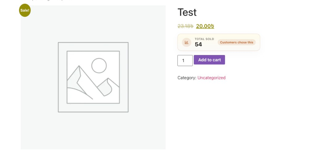 Total Sold metric card on the single product page.