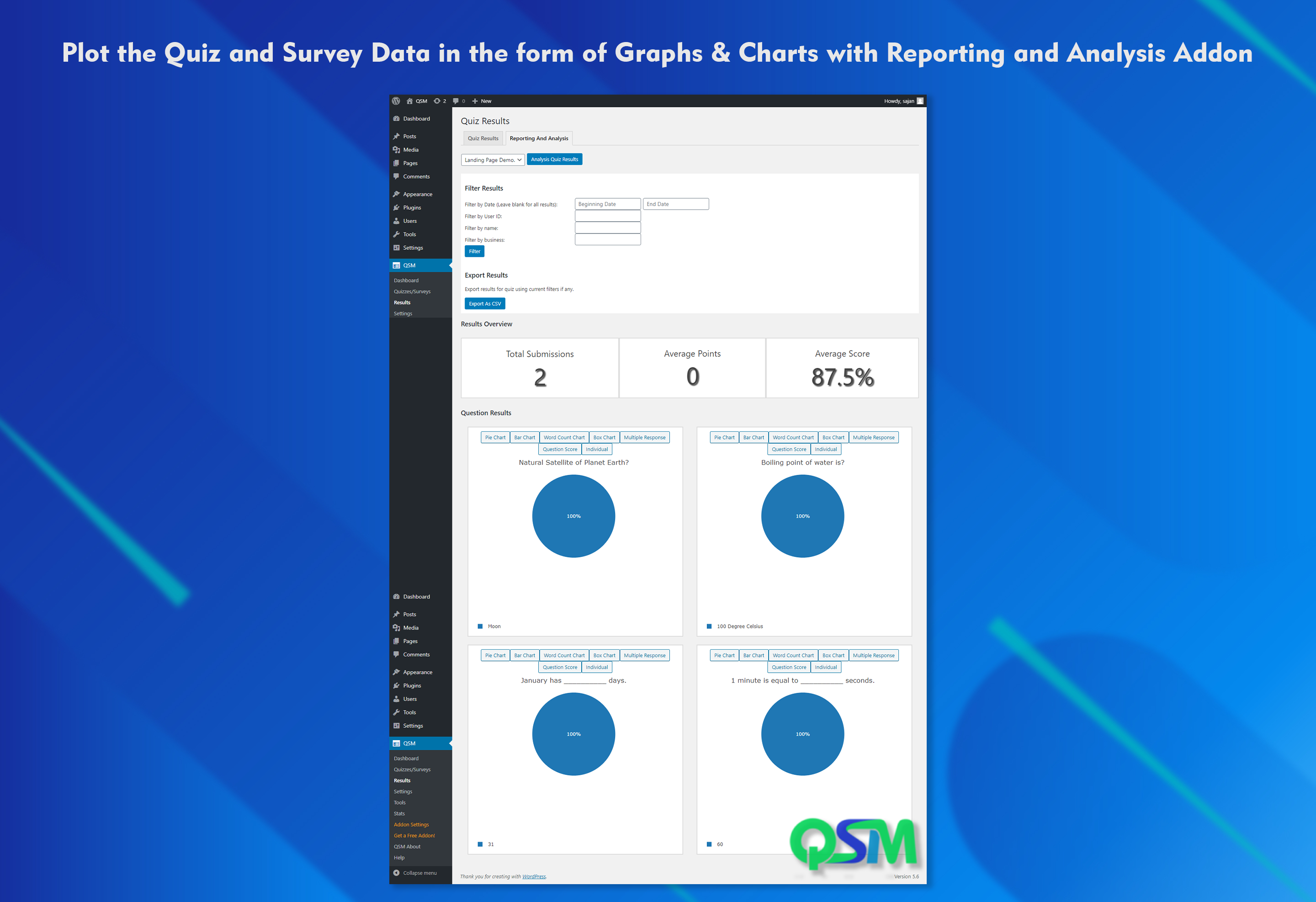 Reporting and analysis result