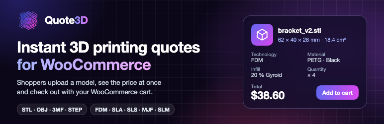 Quote3D for WooCommerce preview