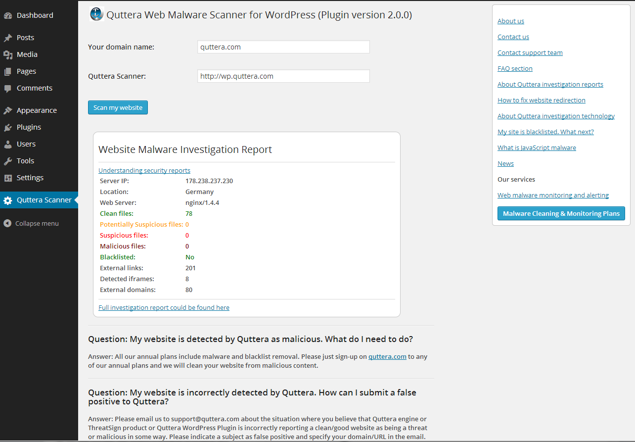 Quttera Web Malware Scanner