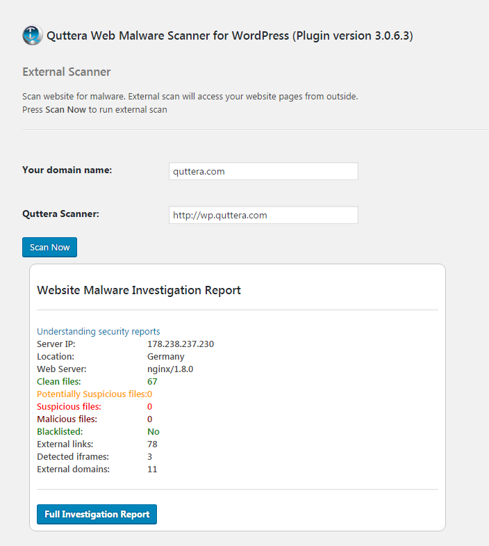 Quttera Web Malware Scanner