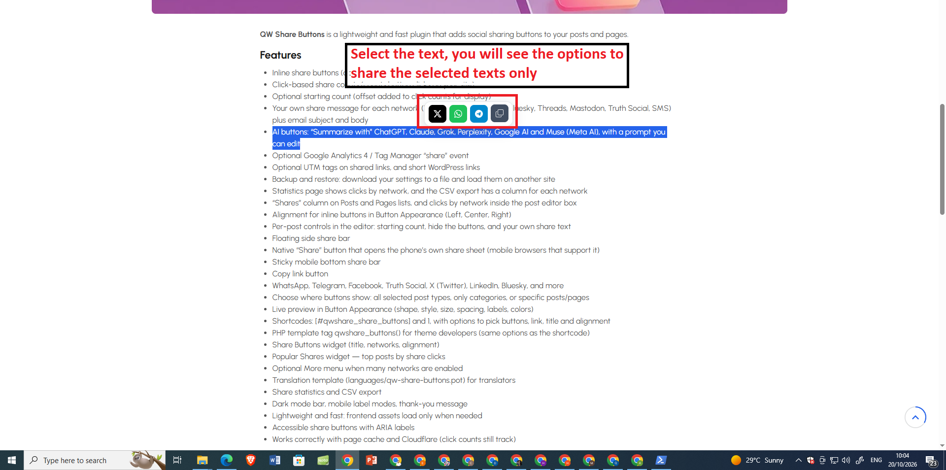 Text Selection Sharing — let readers share highlighted text through a compact floating share toolbar.