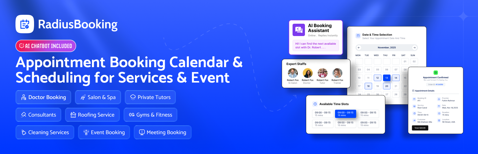Radius Booking – Appointment Booking Calendar & Scheduling for Services & Events preview