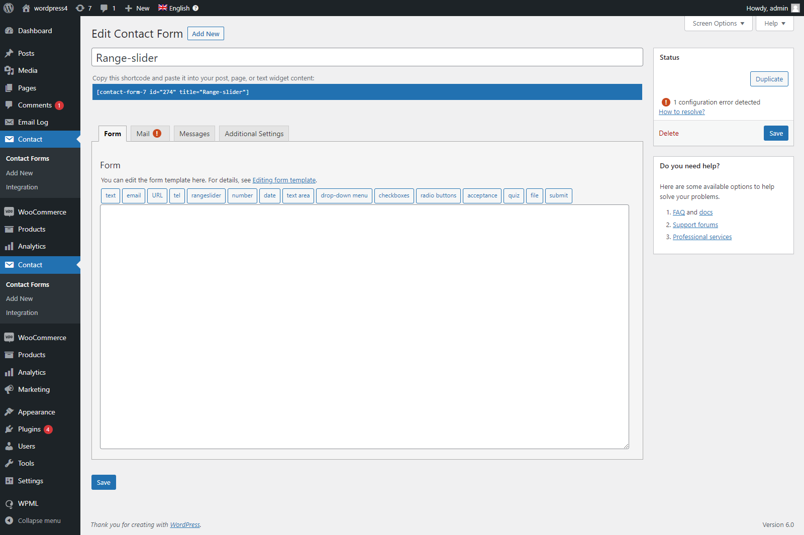 Range Slider Field for Contact Form 7