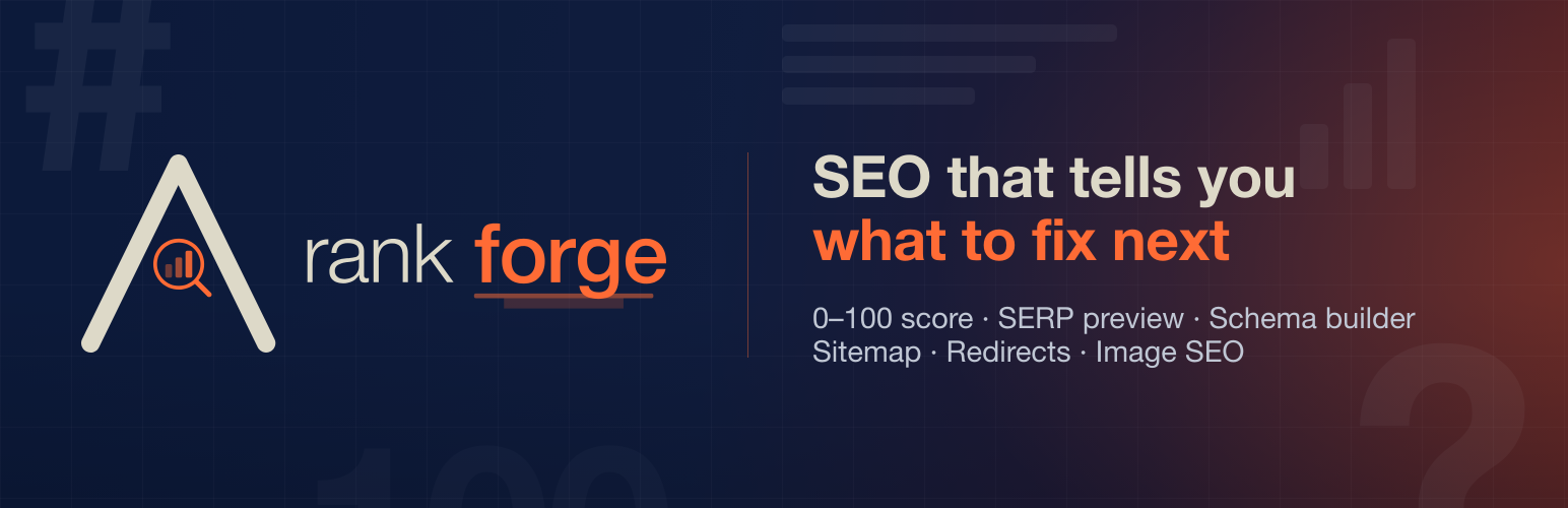 Rank Forge – SEO Score, Schema, Sitemap &amp; Redirects