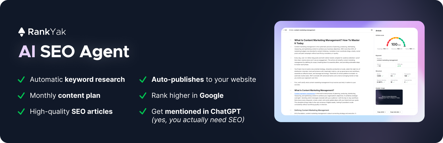 RankYak – AI SEO Agent for Autoblogging