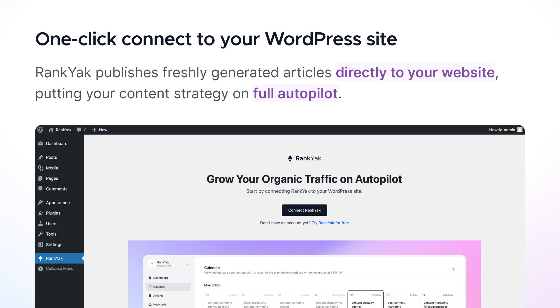 Easily connect your WordPress site to RankYak
