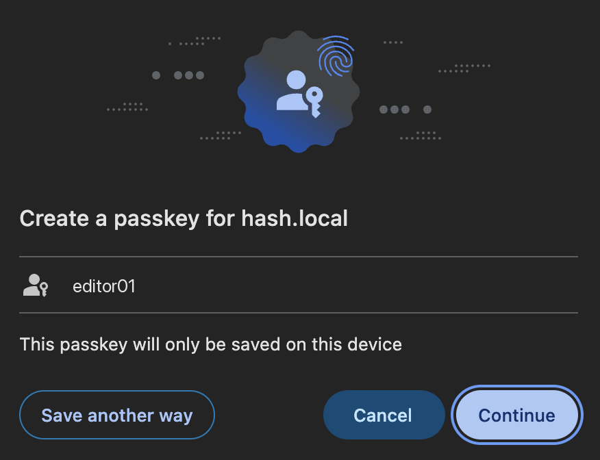 Registering a passkey from your profile screen.