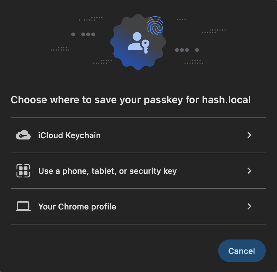Choose where the passkey is stored.