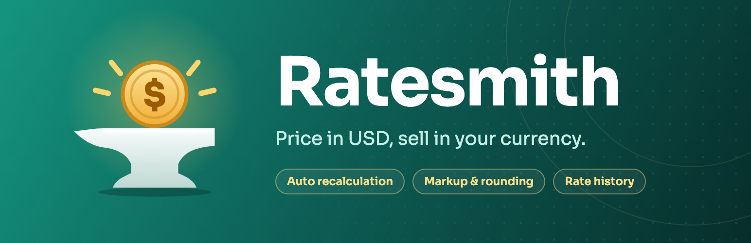 WordPress 外掛 Ratesmith – Exchange Rate Pricing for WooCommerce 的封面圖片