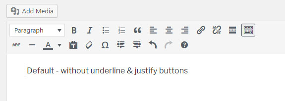 Default - without underline &amp; justify buttons