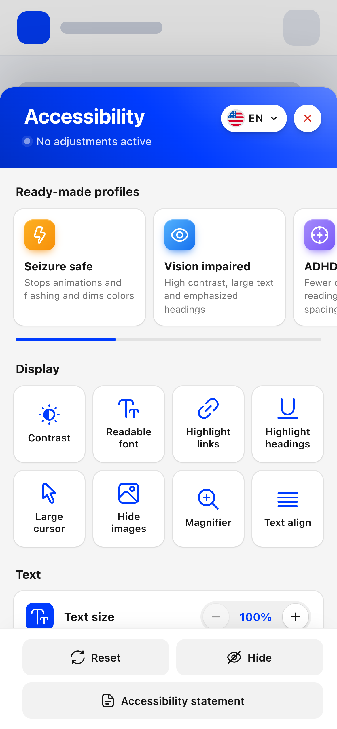 The menu on a phone, opened as a bottom sheet.