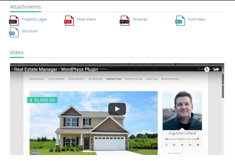File Attachment and Property Video