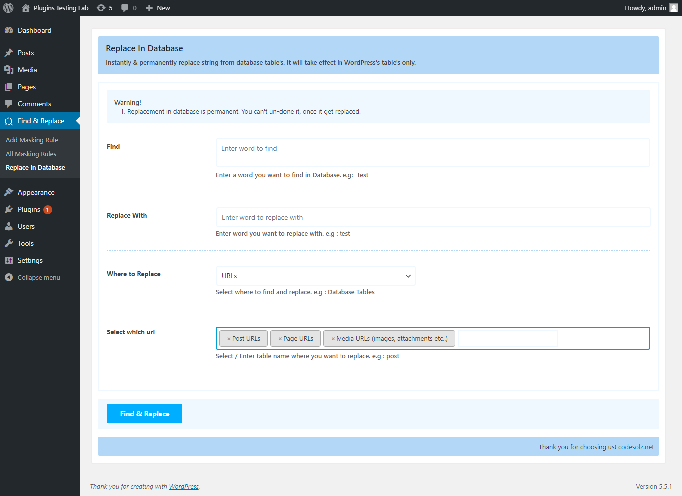 URLs replacement in Database