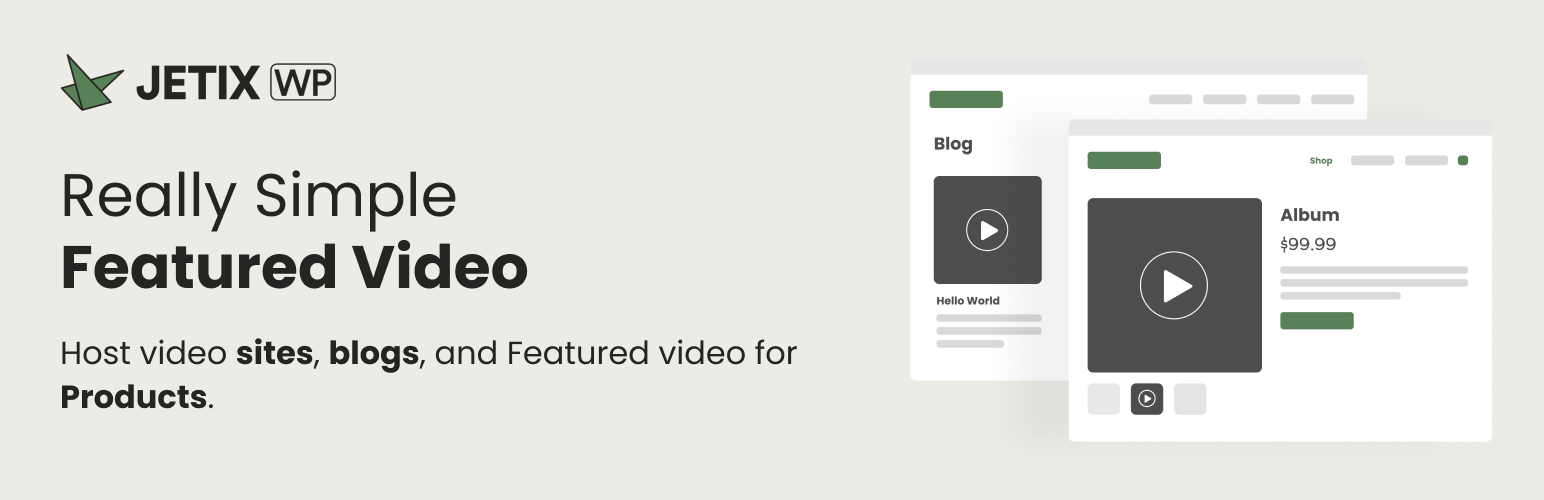 WordPress 外掛 Really Simple Featured Video – Featured video support for Posts, Pages & WooCommerce Products 的封面圖片。