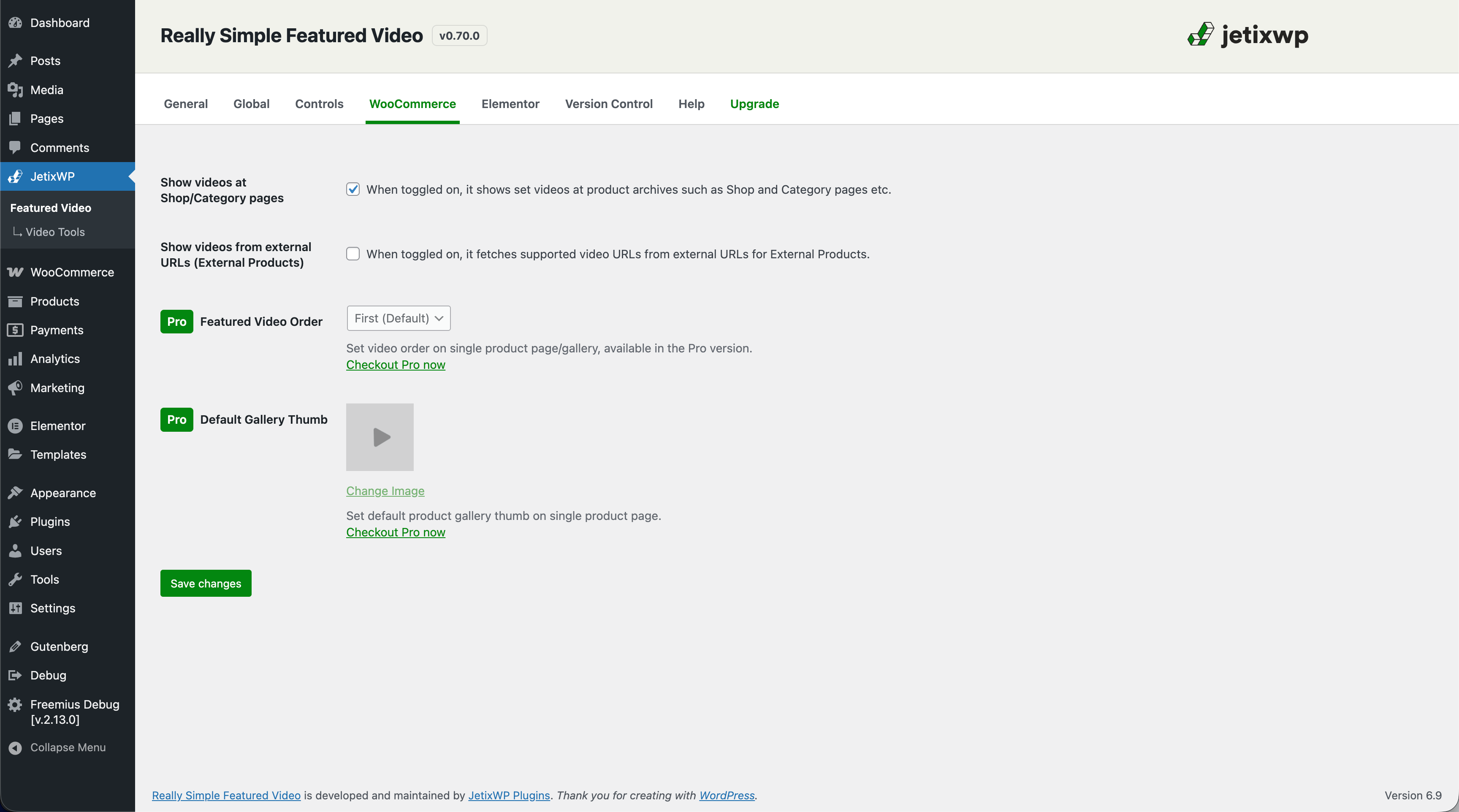 WooCommerce settings page view.