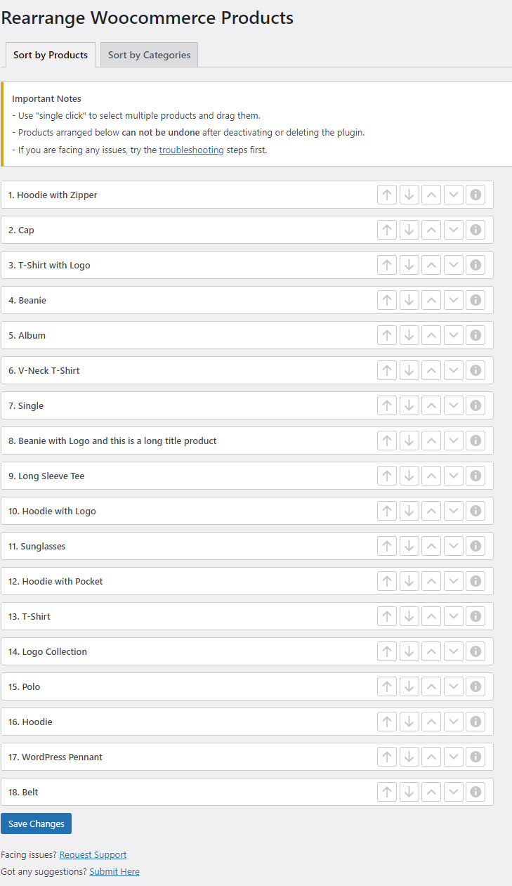 Rearrange Woocommerce Products