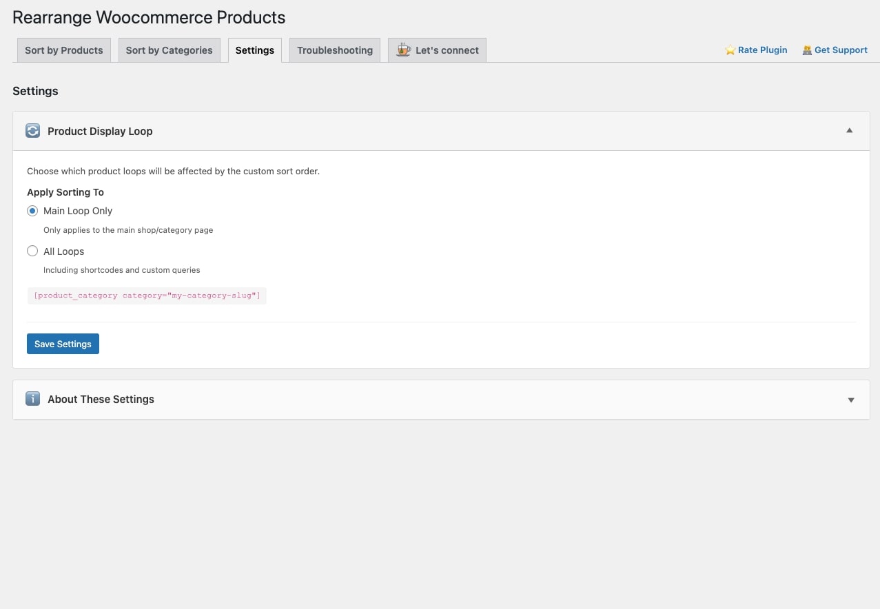 Settings to Apply sorting on Main loop or All loops