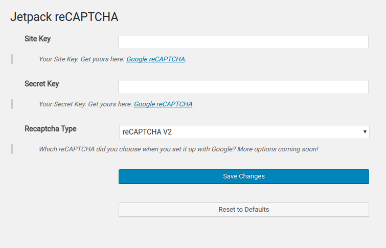 reCAPTCHA Jetpack