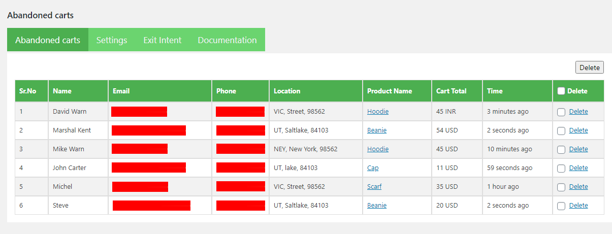 Location of the Recover abandoned cart for WooCommerce plugin after activation
