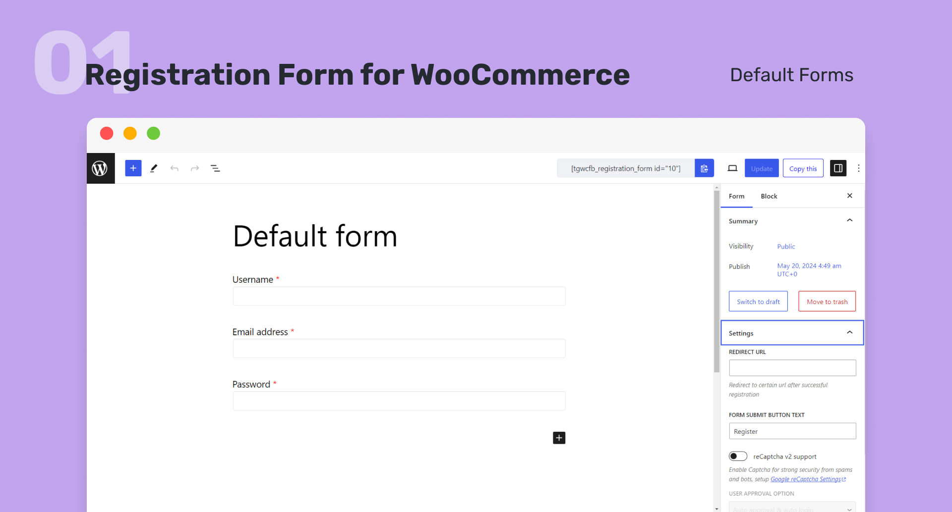 Registration Form for WooCommerce