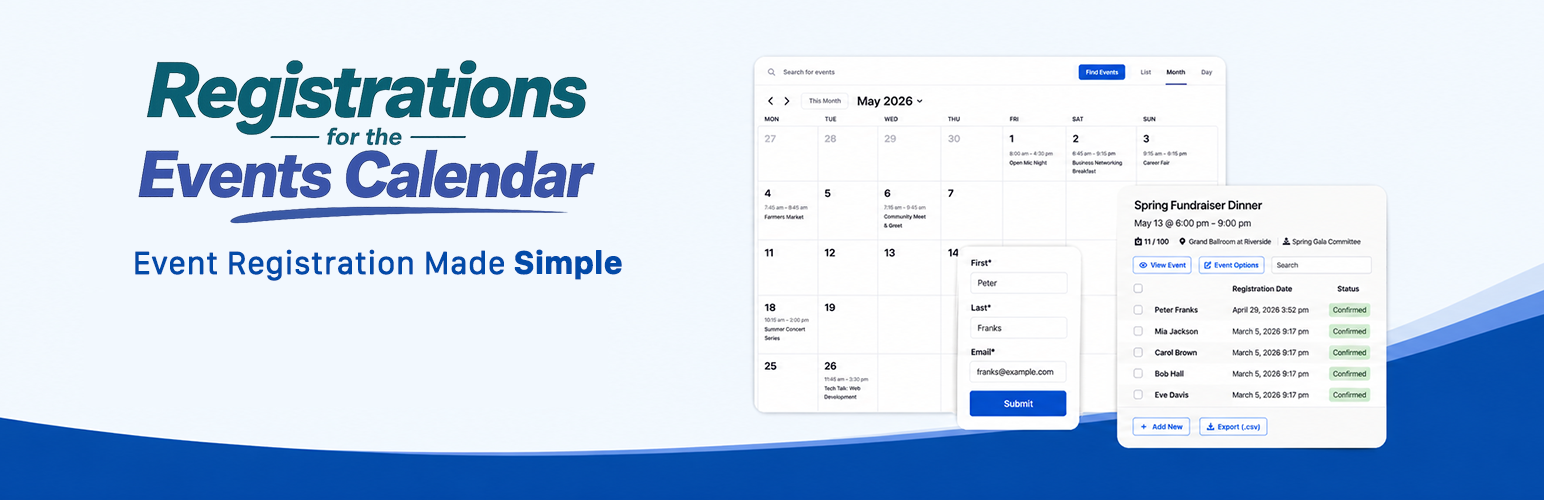 Registrations for the Events Calendar – Event Registration Plugin