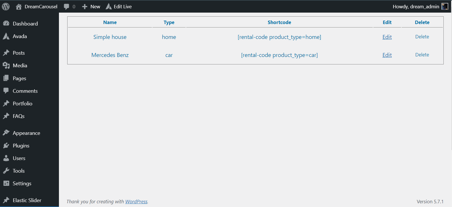 This is the screenshot of admin section of Rental plugin (Screenshot-1.png).