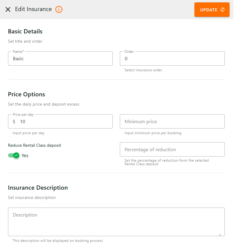 Insurance editor with pricing options