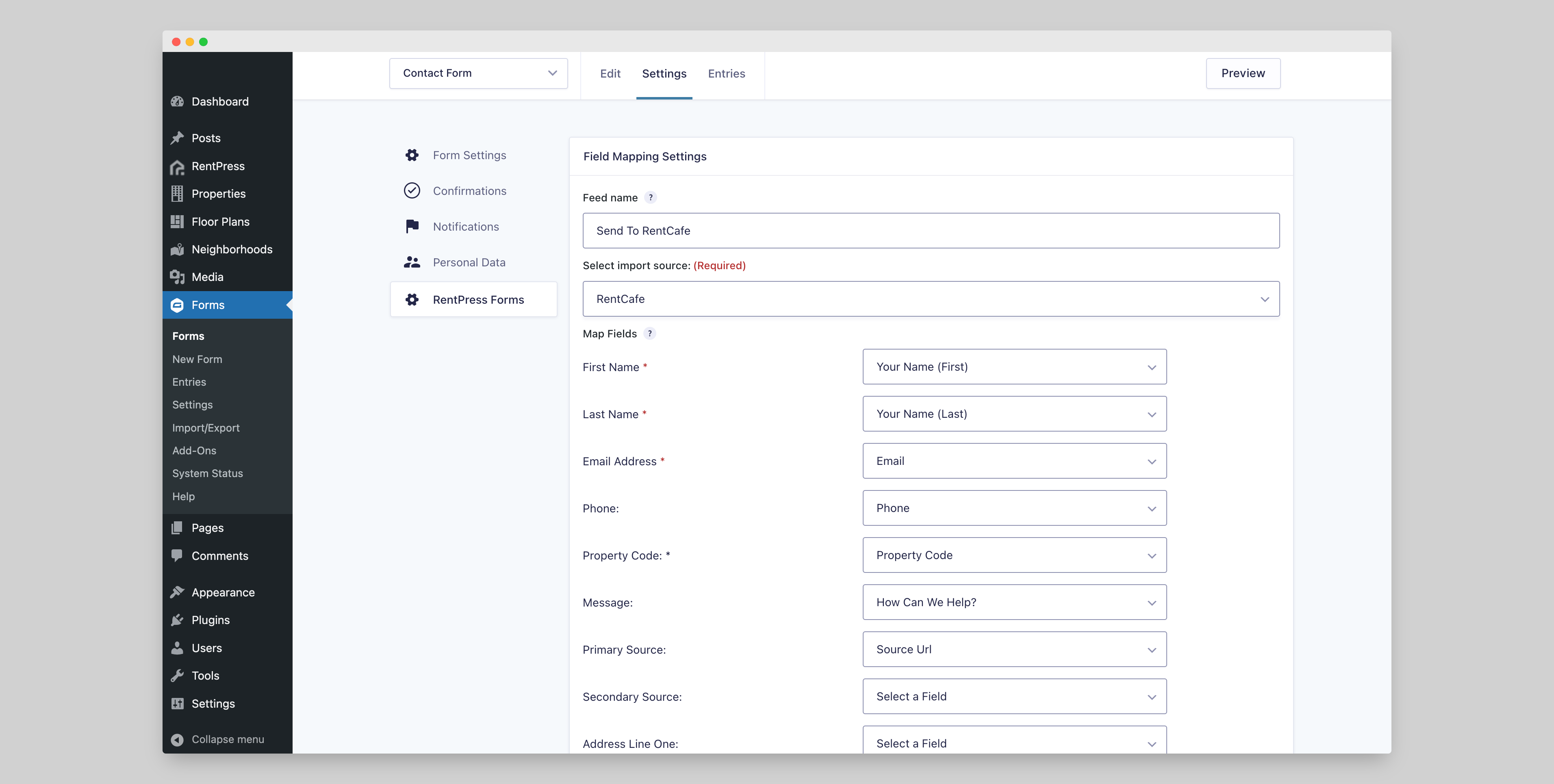 RentPress: Gravity Forms Add-on