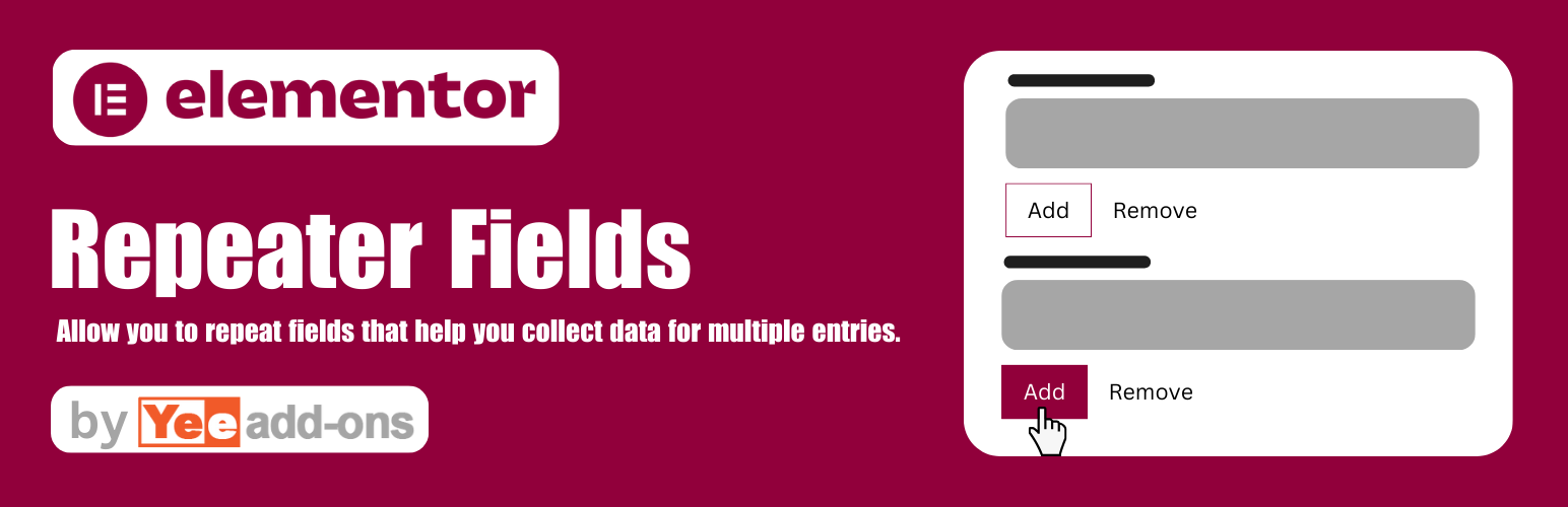 WordPress 外掛 Repeater Fields for Elementor Forms 的封面圖片。