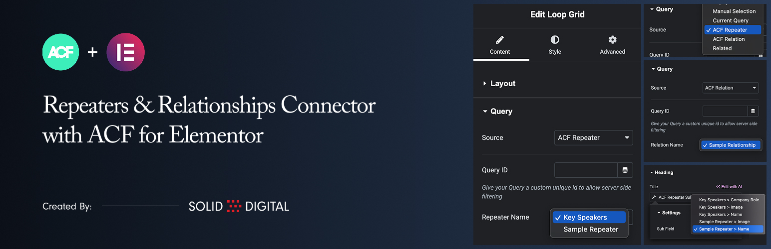 Repeaters & Relationships Connector with ACF for Elementor