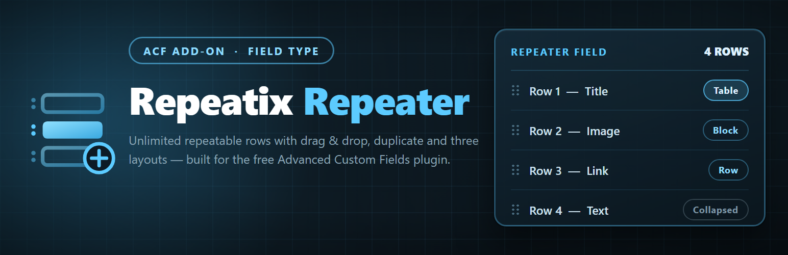 Repeatix Repeater Field for ACF