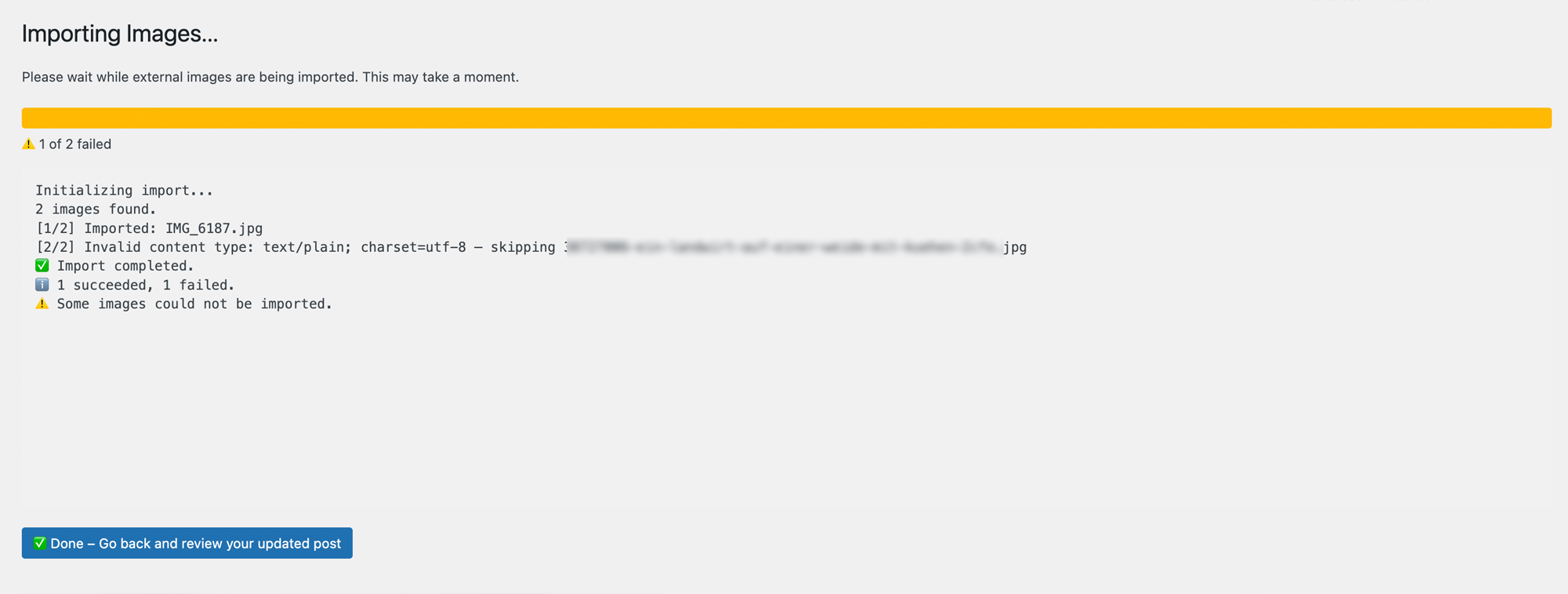 Respecting protected content — import fails cleanly for non-image or restricted resources.