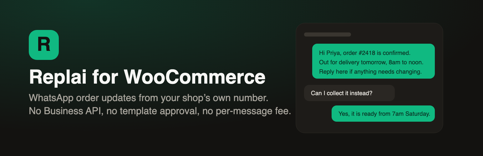 WordPress 外掛 ReplaiPM Order Messaging for WooCommerce 的封面圖片