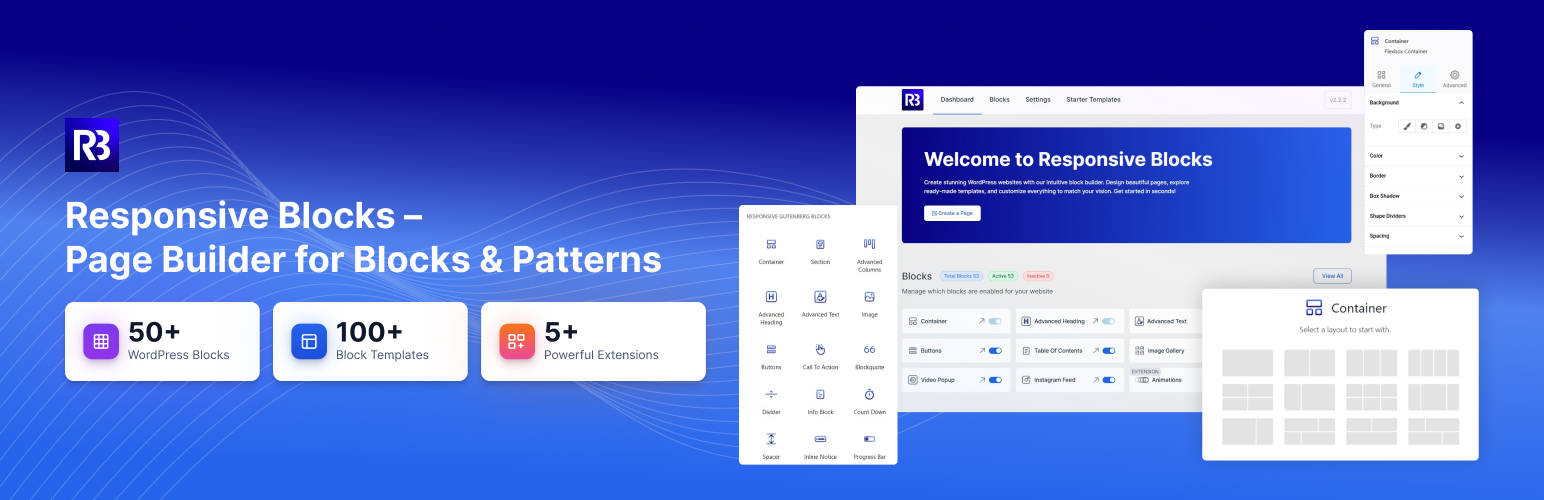 WordPress 外掛 Responsive Blocks – Page Builder for Blocks & Patterns 的封面圖片