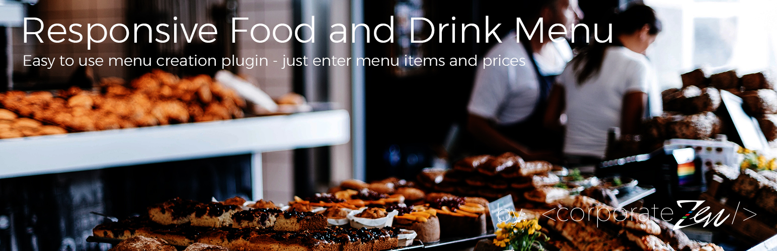 WordPress 外掛 Responsive Food and Drink Menu 的封面圖片。
