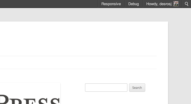 Responsive Tester button in the WordPress Toolbar