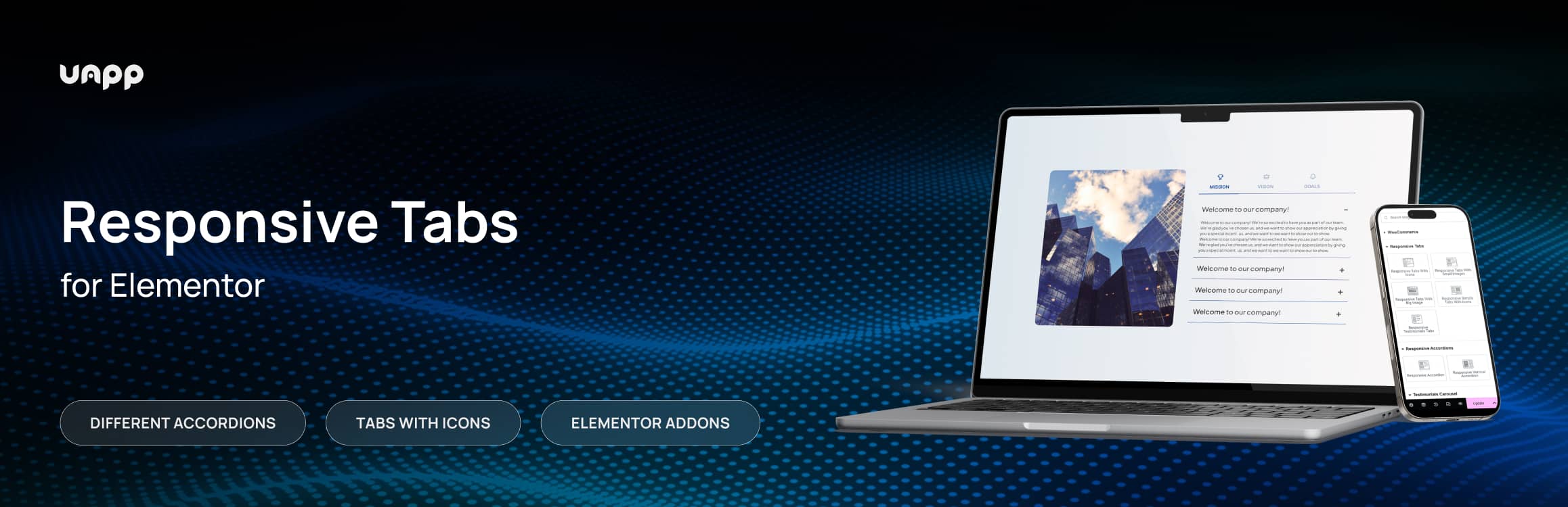 WordPress 外掛 Responsive Tabs For Elementor 的封面圖片。