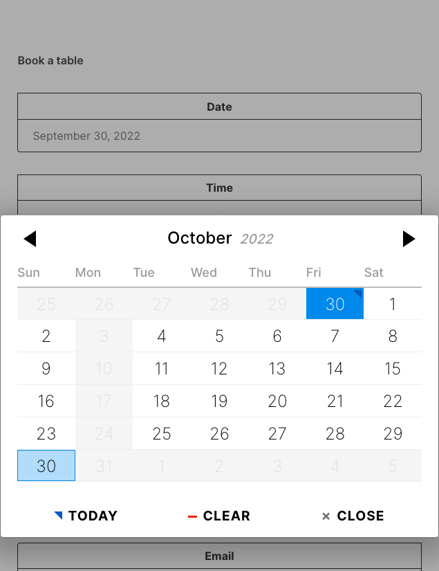 Great, mobile-friendly date picker.