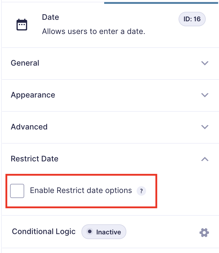 Restrict Dates Add-On for Gravity Forms