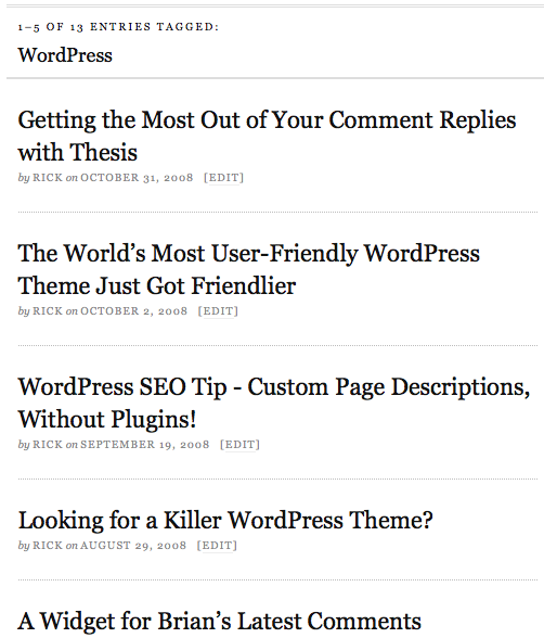 A tag archive with multiple results.